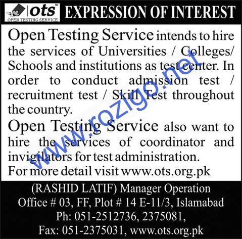 OTS Jobs 2025 Online Registration- www.ots.org.pk jobs 2025