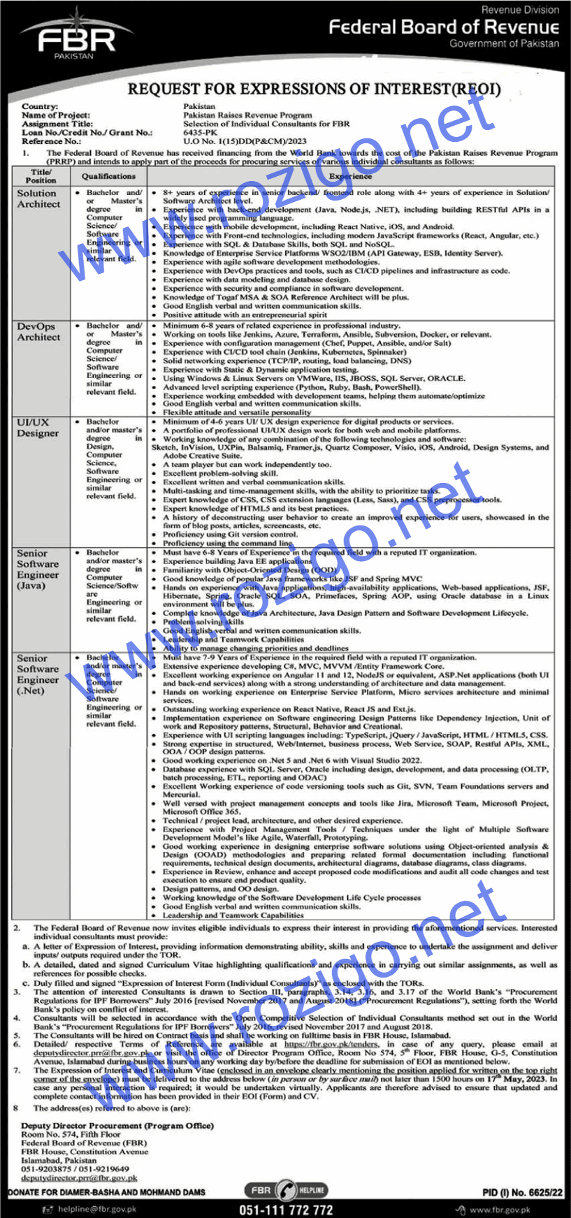 Federal Board of Revenue FBR Jobs 2025 Online Apply