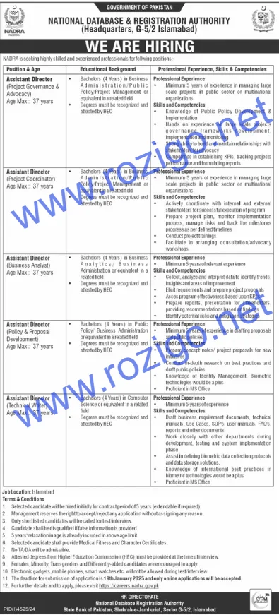 NADRA Jobs 2025 Online Apply Advertisement Latest NADRA Careers